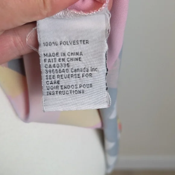 NESS Abstract Geometric Print Blouse Pink Orange Yellow Black White Women’s Size - Picture 6 of 8